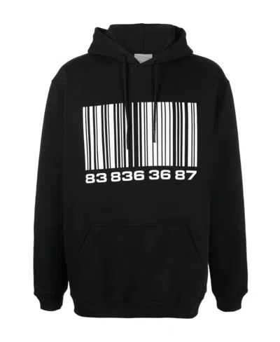 Vtmnts Big-barcode Cotton Hoodie In Black