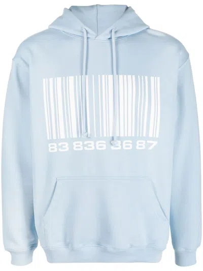 Vtmnts 'big Barcode' Cotton-blend Hoodie In Blau
