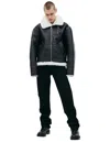 Vtmnts Black Buckle Shearling Jacket In Black
