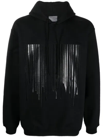 VTMNTS BLACK COTTON LOGO HOODIE