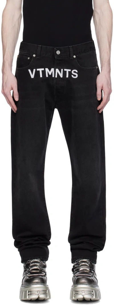 Vtmnts Black Embroidered Jeans In Black / White