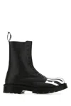 Vtmnts Leather Ankle Boots With Round Toe And Pull-tab In Black