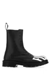 Vtmnts Leather Ankle Boots With Round Toe And Pull-tab In Black