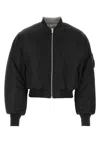 Vtmnts Nylon Bomber With Padded Shoulders And Utility Pocket In Black