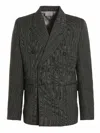Vtmnts Virgin Wool Double-breasted Pinstriped Blazer In Black