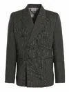 Vtmnts Tonal Double Breasted Tailored Blazer Black In Gray