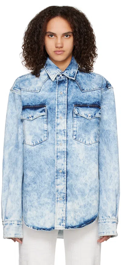 Vtmnts Blue Boiled Denim Shirt In Boiled Blue