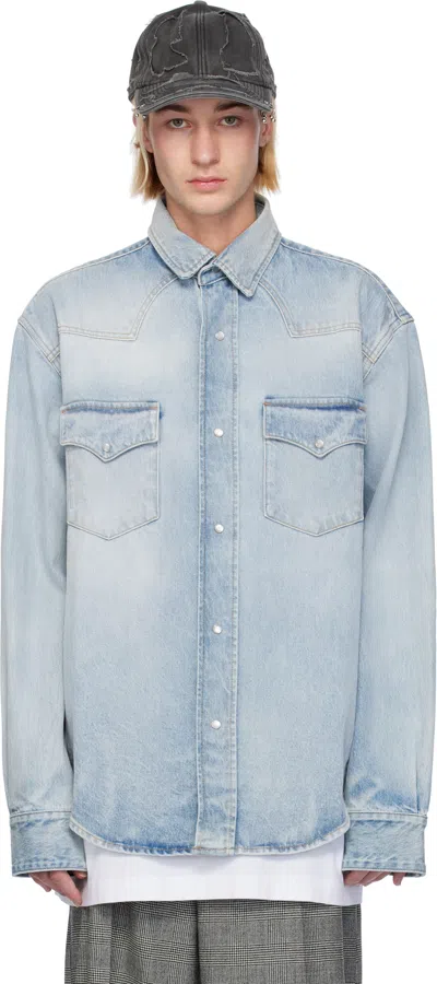 Vtmnts Blue Flap Pocket Denim Shirt In Light Blue