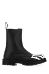 Vtmnts Leather Ankle Boots With Round Toe And Pull-tab In Black
