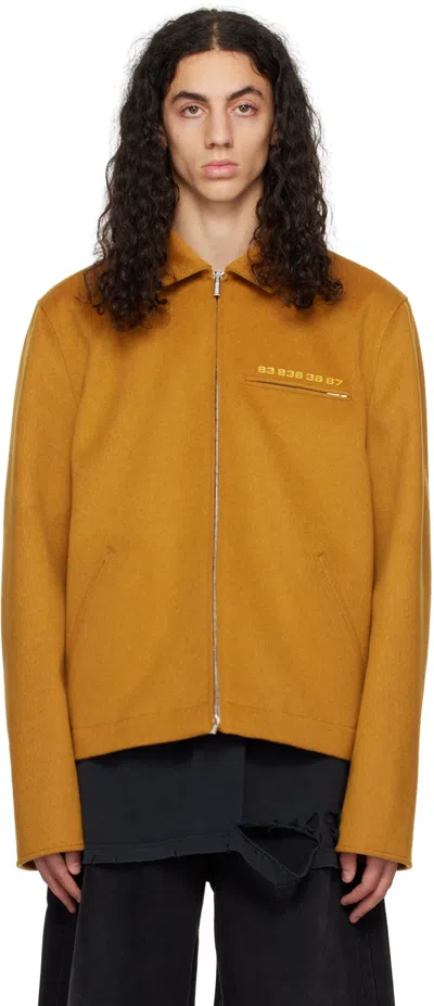 Vtmnts Brown Felted Jacket In Mustard