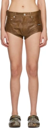Vtmnts Brown Five-pocket Leather Shorts In Brown