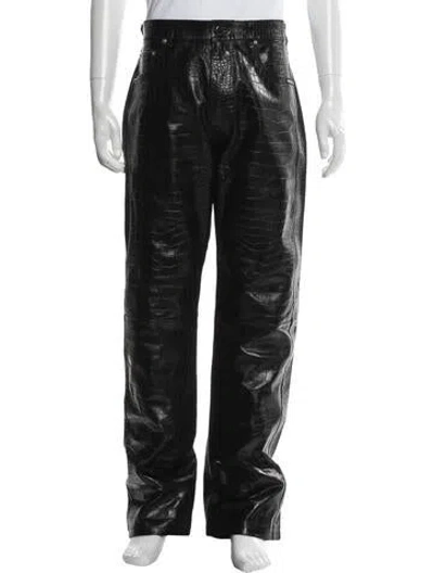 Pre-owned Vtmnts Calf Leather Pants In Black