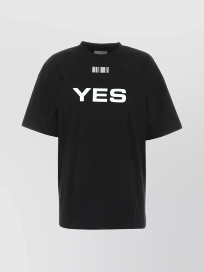 Vtmnts Contrasting Prints Oversize Cotton T-shirt In Black