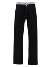Vtmnts Denim Jeans With Contrast Double Waist Detail In Black