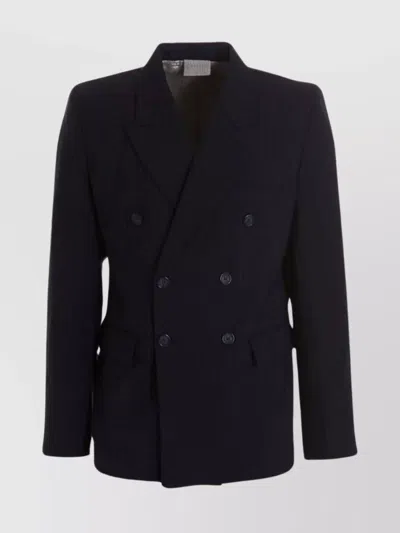 VTMNTS DOUBLE-BREASTED PINSTRIPED BLAZER WITH FLAP POCKETS