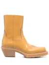 Vtmnts Logo Embroidery Leather Boots In Orange
