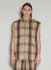 Vtmnts Tarta-check Flannel Sleeveless Shirt In Brown