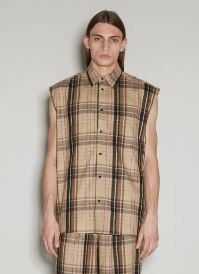 Vtmnts Flannel Sleeveless Shirt In Brown