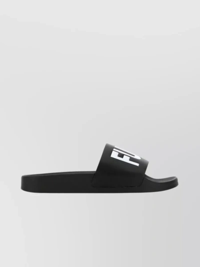 Vtmnts Graphic Print Rubber Slippers In Black