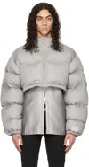 Vtmnts Gray Cropped Down Jacket In Stone