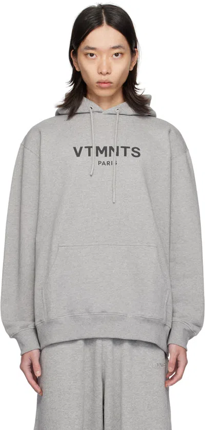 Vtmnts Gray Graphic Hoodie In Grey Melange