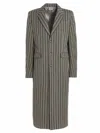 Vtmnts Striped Long Coat Chest Pocket In Grey