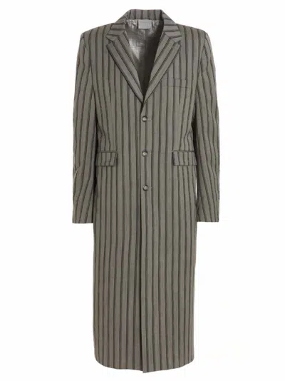 VTMNTS GREY STRIPED LONG COAT