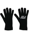 Vtmnts Intarsia-knit Logo Gloves In Schwarz