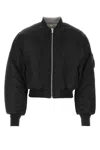 Vtmnts Nylon Bomber With Padded Shoulders And Utility Pocket In Black