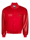 Vtmnts Leather-sleeved Embroidered Jacket In Red