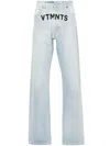 Vtmnts Logo-embroidered Cotton Jeans In Blue