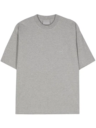 Vtmnts Logo-embroidered Cotton T-shirt In Grey