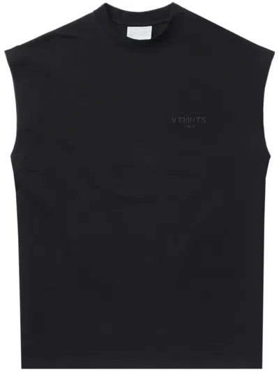 Vtmnts Logo-embroidered Cotton Tank Top In Black