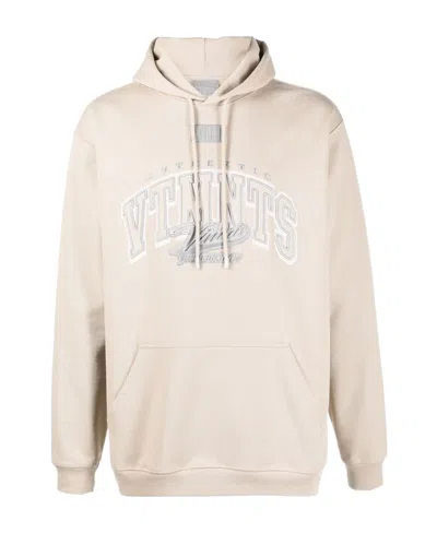 Vtmnts Logo-embroidered Hoodie In Nude
