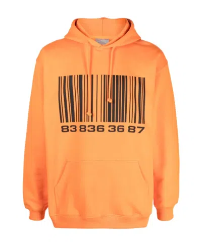 Vtmnts Logo Hooded Sweater In Orange