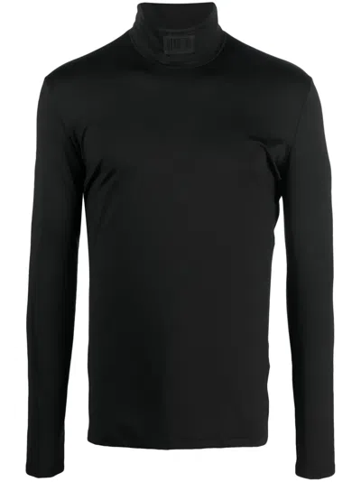 Vtmnts Turtleneck Logo Sweater In Slim Fit In Black