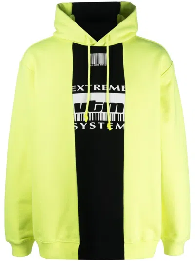 Vtmnts Logo-print Cotton Hoodie In Yellow