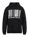 Vtmnts Contrasting Prints Oversized Hooded Sweatshirt In Black