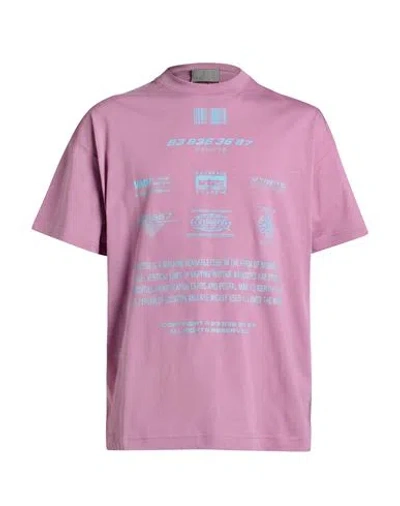 Vtmnts Man T-shirt Lilac Size Xl Cotton In Pink
