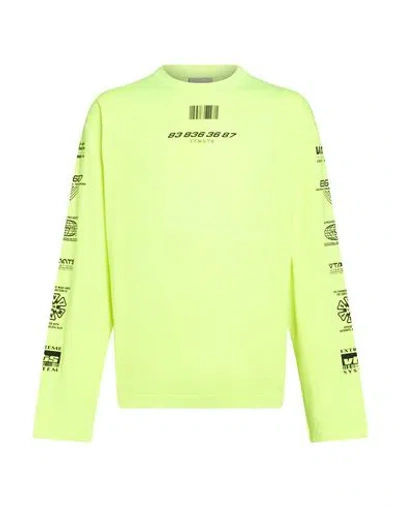 Vtmnts Man T-shirt Lime Green Size L Cotton