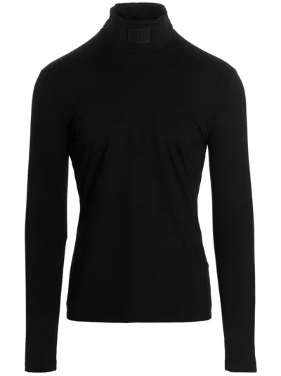 Vtmnts Turtleneck Logo Sweater In Slim Fit In Black