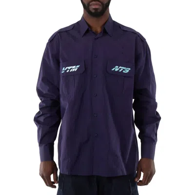 Vtmnts Men's Navy Blue Military-style Police Shirt