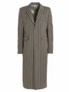 Vtmnts Striped Long Coat Chest Pocket In Brown