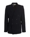 Vtmnts Double-breasted Pinstriped Blazer With Flap Pockets In Black