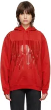 Vtmnts Red Dripping Barcode Hoodie In Red