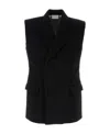 Vtmnts Sleeveless Wool Blazer With Padded Shoulders In Black