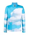 Vtmnts Cloud-print High-neck Top In Blue