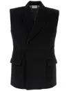 Vtmnts Sleeveless Wool Blazer With Padded Shoulders In Black