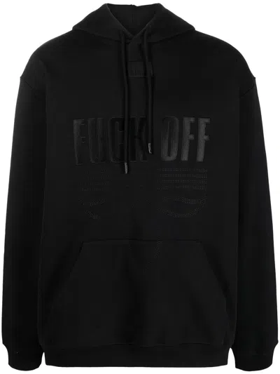 Vtmnts Slogan-print Pullover Hoodie In Black