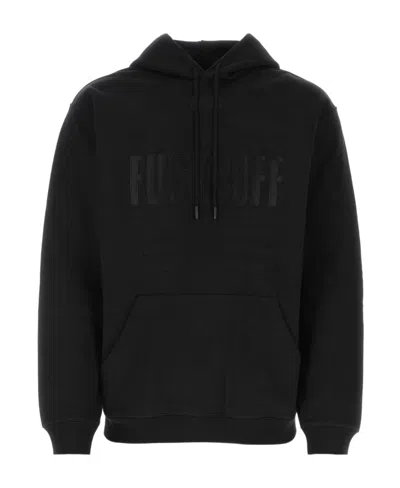 VTMNTS SLOGAN-PRINT PULLOVER HOODIE